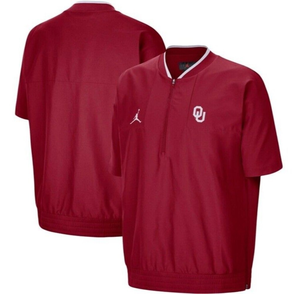 NWT Oklahoma Sooners Jordan Half Zip Pullover M Red NCAA Batters Jacket Warm Up
